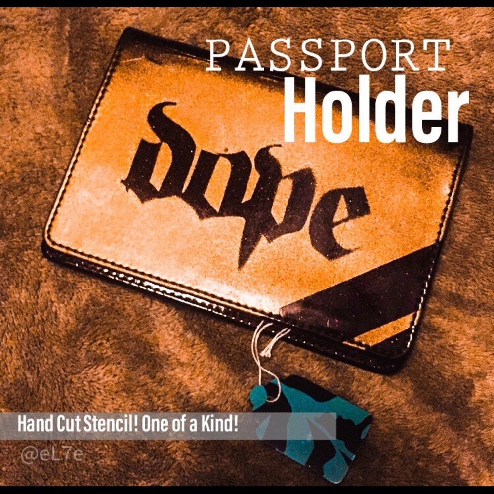 HAND STENCILED: glitter zip passport holder